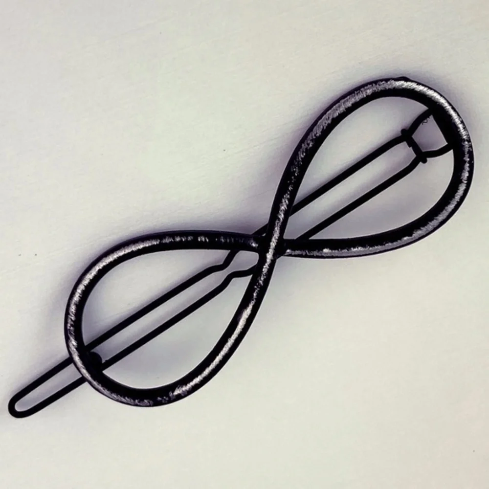 Infinity Symbol Hair Barrette Distressed Black Metal‎
